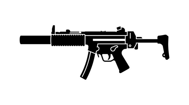 Submachine Gun Silhouette Icon
