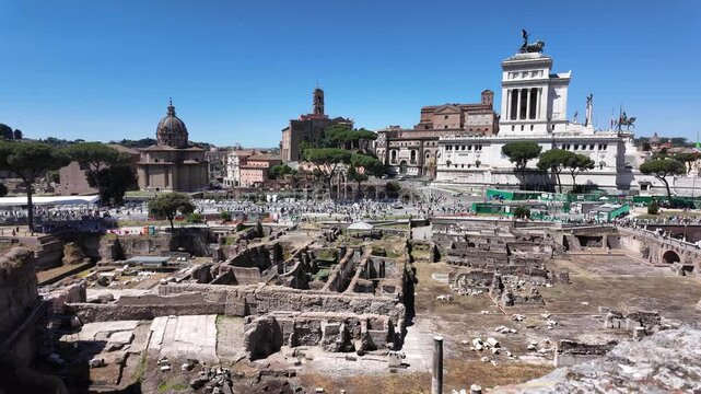 View of Trajan s Forum and Vittoriano monument in Rome Italy