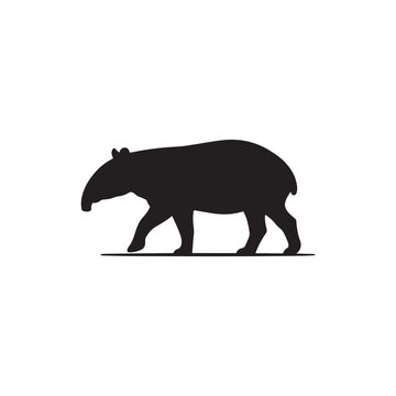 Tapir silhouette vector flat illustration design on white background