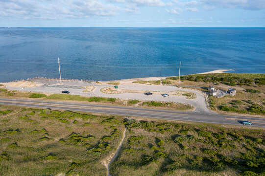 Aerial View of the Haulover Day Use and the Pamlico Sound on Hatteras Island