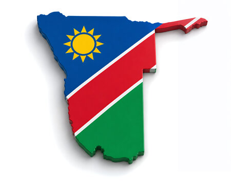 Namibia Map with National Flag in 3D High Resolution Illustration