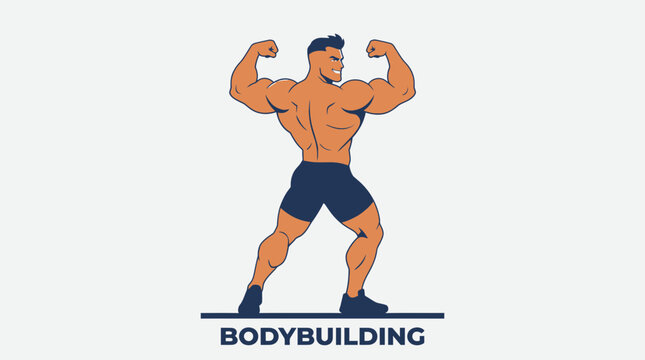 Muscular Bodybuilder Flexing Muscles Illustration