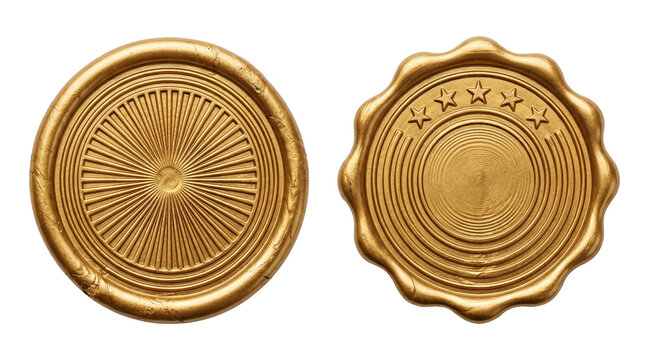 Golden wax seals with intricate designs