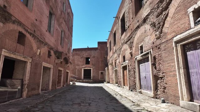 Cinematic Walk Through The Ancient Trajan's Market In Rome Italy