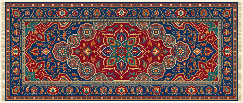 Ornate Traditional Persian Rug with Floral Medallion Pattern