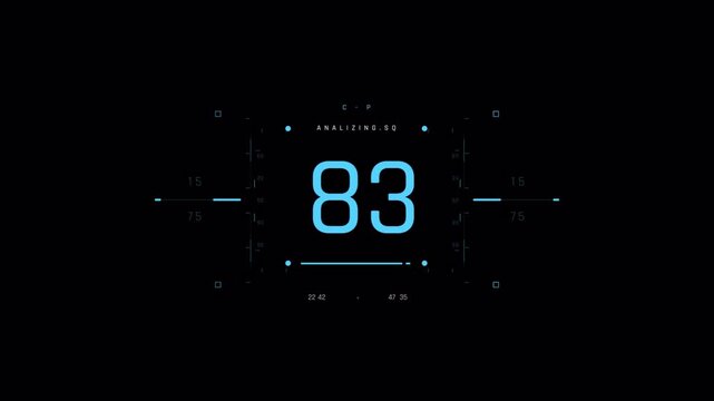 Futuristic Digital HUD Interface Displaying Dynamic Numeric Data Count.