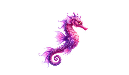 Obraz premium Ornate Pink and Purple Fantasy Seahorse Illustration on White