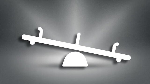 White seesaw icon on a dark grey gradient background