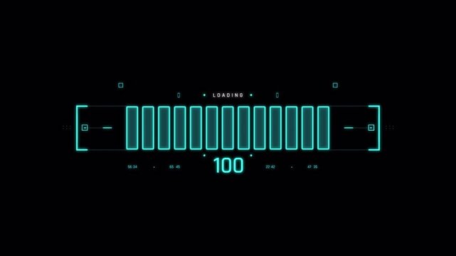 Futuristic digital interface loading bar with progress percentage.