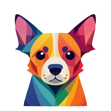Colorful Low Poly Dog Face Vector Illustration