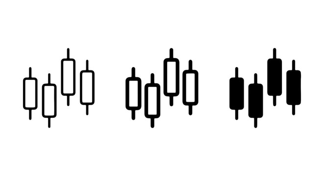 Candlestick Chart Icons, Financial Data Analysis Symbols, Stock Market Trading Graphics