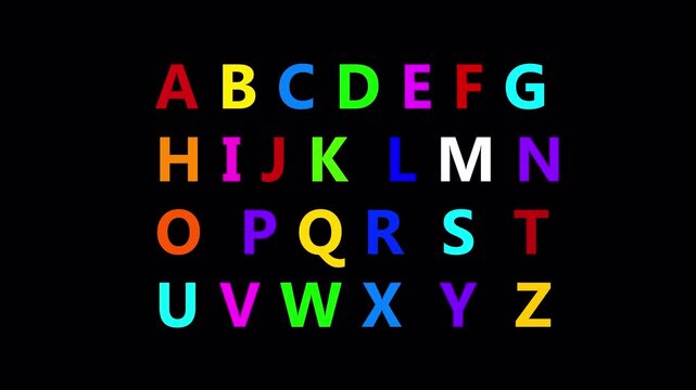  Animated Alphabet, A to Z, English Alphabet Animation. Alphabet colorful animation A to Z on transparent Background .Alphabet text animation from a to z ,learning letters with Alpha Channel in 4K