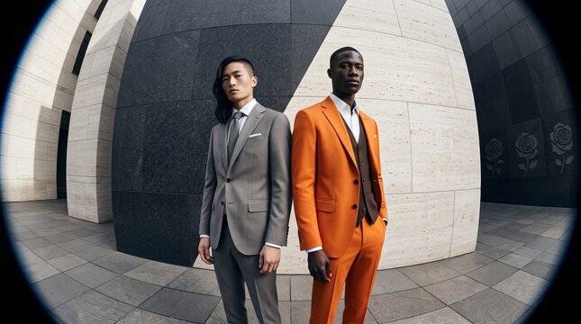 Two Businessmen in Modern Urban Setting Portrait