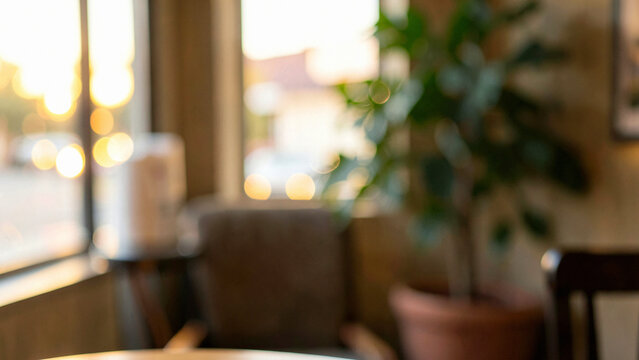 Cafe interior soft dreamy out of focus a warm cafe shade