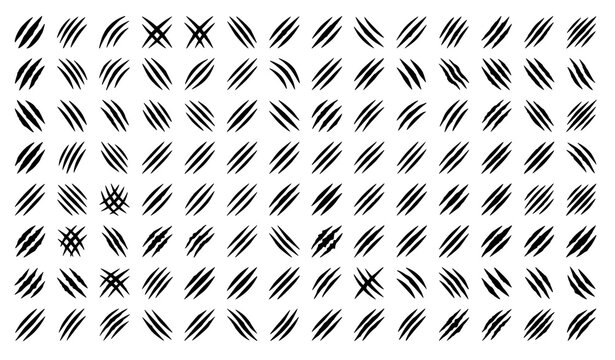 Black Claw Scratch Marks Vector Set with Bear Tiger Lion and Dinosaur Slash Clipart Collection