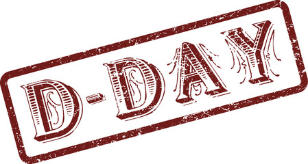 Fototapeta premium A red grunge style rubber stamp with vintage appeal clearly displays the significant date D DAY