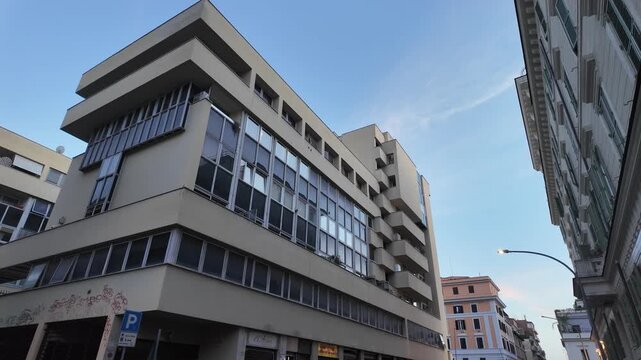 Exterior view of a modern residential apartment building in Rome Italy