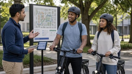 Fototapeta premium E Bike Safety Young South Asian Male Campus