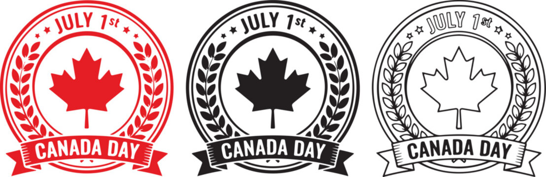Canada day logos and badges for july 1st celebrations