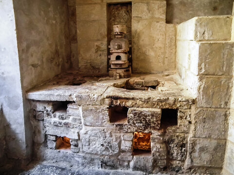 Large stone oven in the cellar in Inquisitors Palace in historical part of Vittoriosa Birgu city in the Malta.
