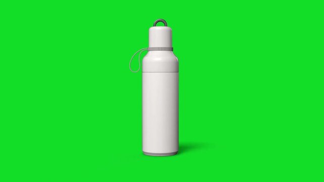3D render water can bottle on green screen background.