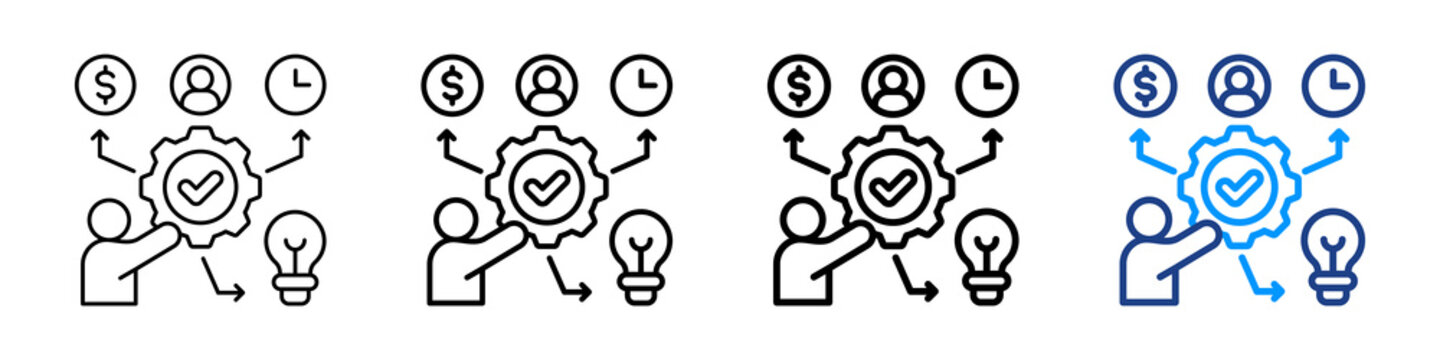 Resource Allocation Icon Different Style Outline Collection Set.