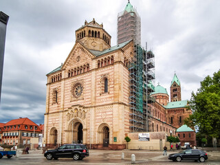 Naklejka premium The main facade of Speyerer Dom church building in Speyer in Germany