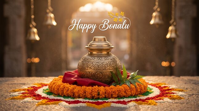 Bonalu is a vibrant Telangana festival honoring Goddess Mahakali with decorated Bonam pots, turmeric, neem leaves, drums, and temple rituals, symbolizing devotion and protection. 