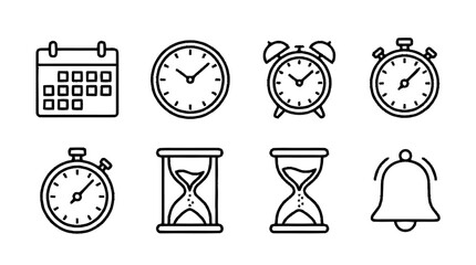 The collection of various clocks and timers is displayed in a graphic. © sulastri