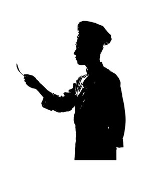Black silhouette of a traditional rickshaw carriage on a flat ground surface isolated on transparent background, Vector