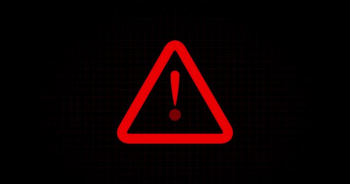 Animated alert icon for security or system error flashing warning triangle icon animation. Emergency alert symbol with blinking exclamation mark animation
