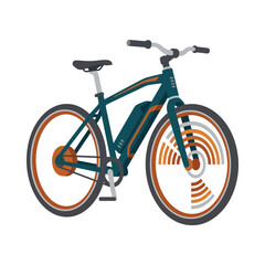 Fototapeta premium Modern Electric Bicycle Illustration with Teal Frame and Orange Accents for Urban Commuting.