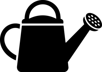 Black watering can silhouette icon in minimalist vector style on white background for gardening, plants, agriculture, home decor, logo and sticker design projects. © Flower_Ranger