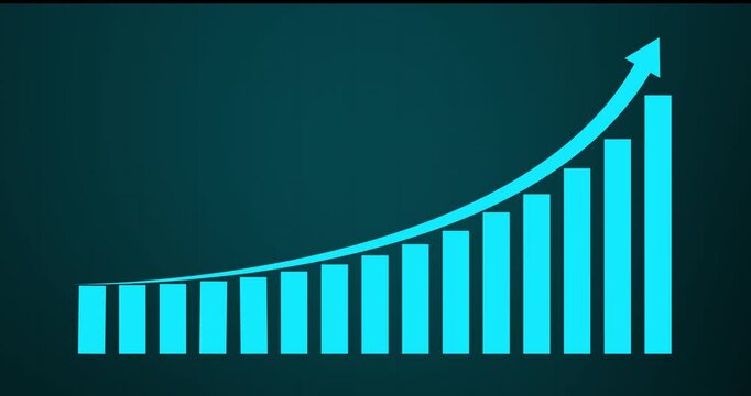 Business graph chart icon with growing business upward animation. Arrow rising on graph scale symbols business growth and graph chart on a transparent background
