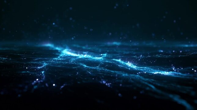High-tech algorithm core data matrix macro with glowing energy waves (AI Generated)
