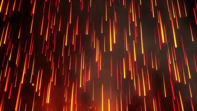 Macro Static Shot of a Cascade of Glowing Embers and Fiery Sparks Falling Against a Dark Background, Full HD Cinematic Loop