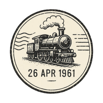 PNG Vintage train stamp illustration