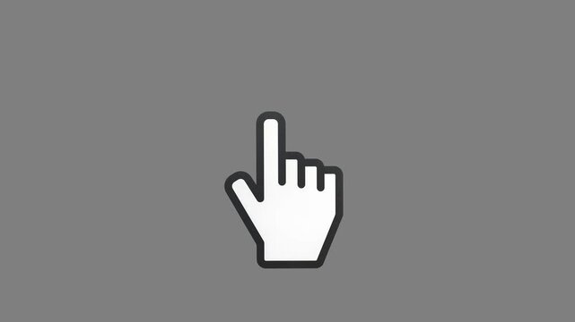 Hand Pointer Cursor Icon on Gray Background