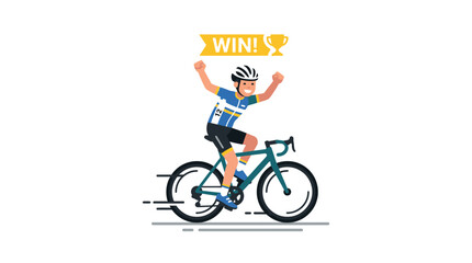 Obraz premium Cyclist celebrating victory on bicycle, winning a race, achievement, sport