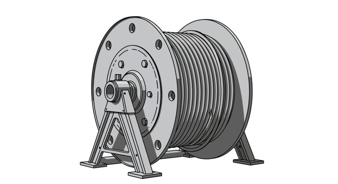 Large metal industrial cable spool stand.