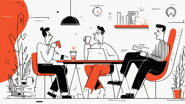 Three young professionals collaborate and brainstorm ideas in a modern office setting feeling productive and engaged with their work