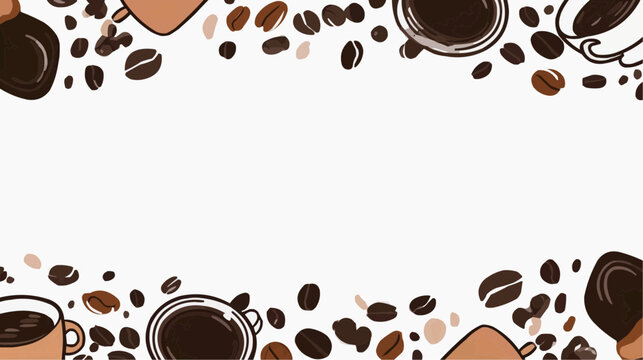 A warm and inviting coffee-themed border showing scattered coffee beans and cups creating a cozy and aromatic feeling