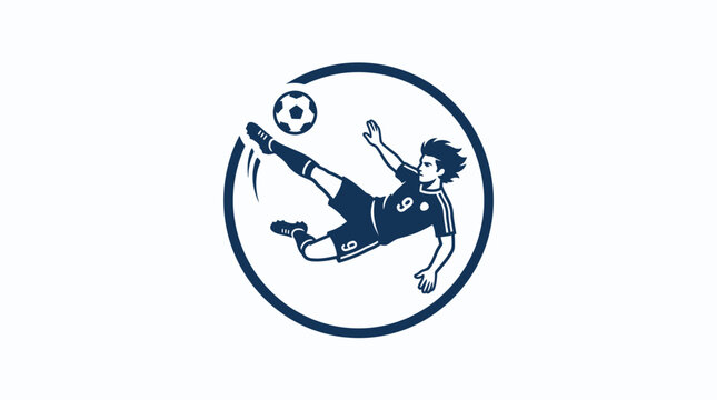 Soccer Player Kicking Ball Mid-Air Icon