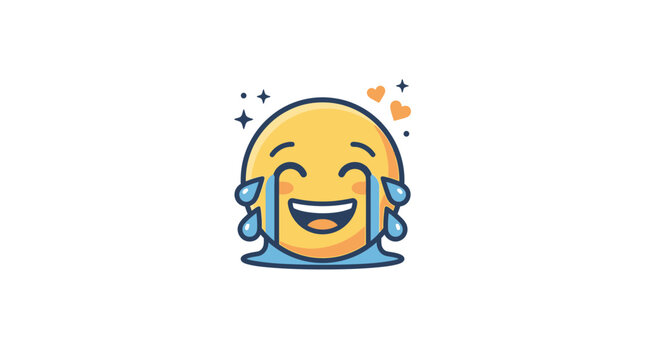 Laughing Emoji with Tears of Joy and Hearts, Exaggerated Happiness