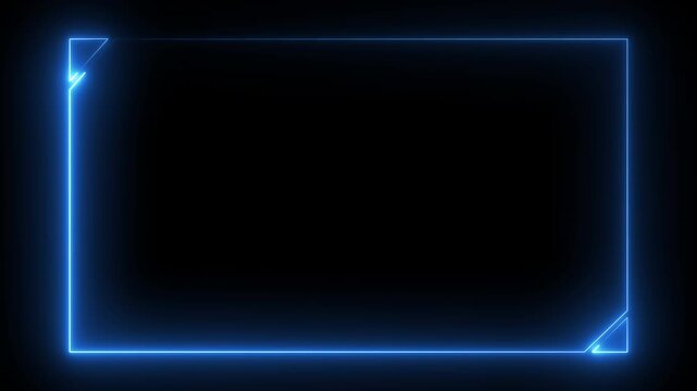 Interface frame with glowing blue neon border  geometric lines. Suitable for designing futuristic digital displays or techrelated graphics.