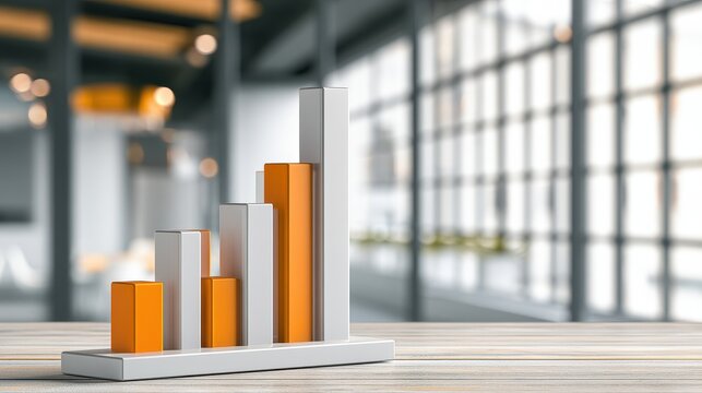 Bar graph business performance measurement concept focus on operational excellence continuous improvement copy space dynamic Fusion corporate conference room backdrop. 