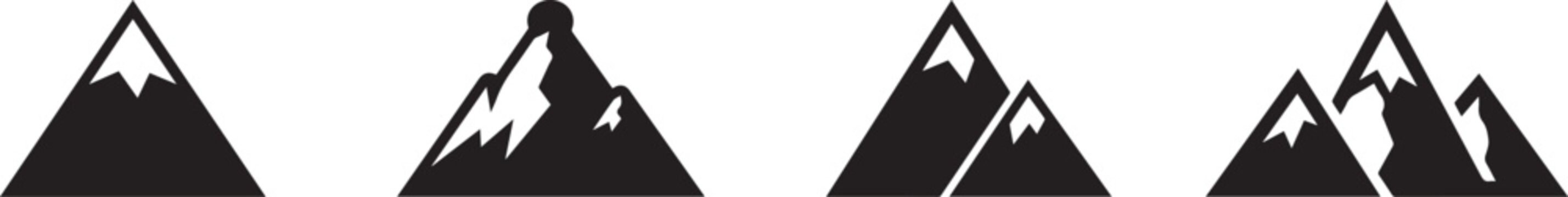 mountain icon, solid black, white background, minimalist, sharp edges, vector style.