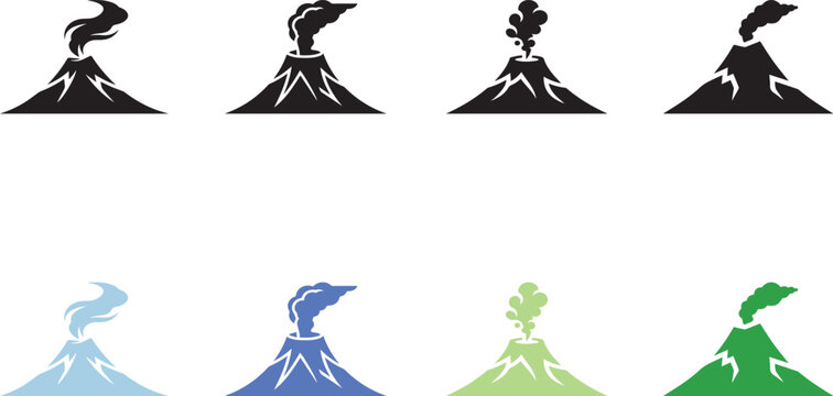 volcano icon, solid black, white background, minimalist, sharp edges, vector style.