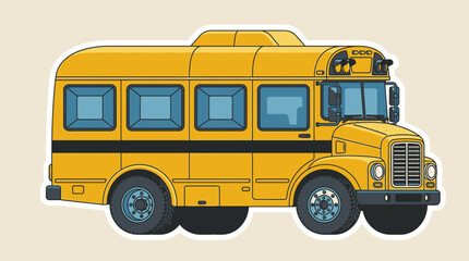 Ilustracja wektorowa klasycznego żółtego autobusu szkolnego w stylu kreskówkowym, odizolowana na jasnym tle, idealna do projektów edukacyjnych i materiałów dla dzieci.