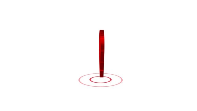 Red location pin icon animation on chroma key background, location icon animation. gps map pointer pulse animation 4k video